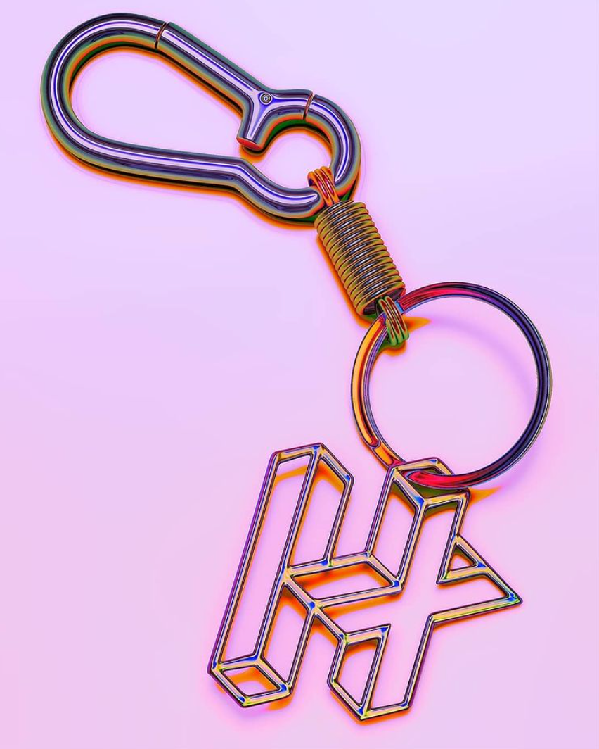 H+ Creative Keychain, die cut stainless steel